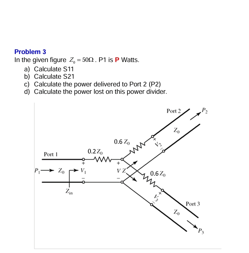 Problem 3 In the given figure Z 0 = 5 0 . P 1 is