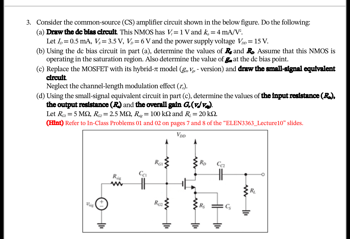 Consider the common - source ( CS ) amplifier