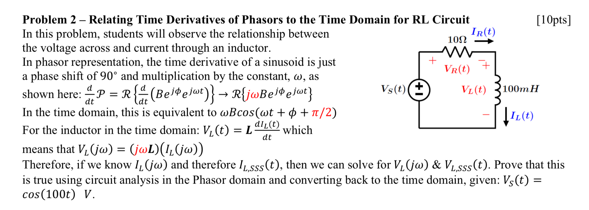 Problem 2 - Relating Time Derivatives of Phasors