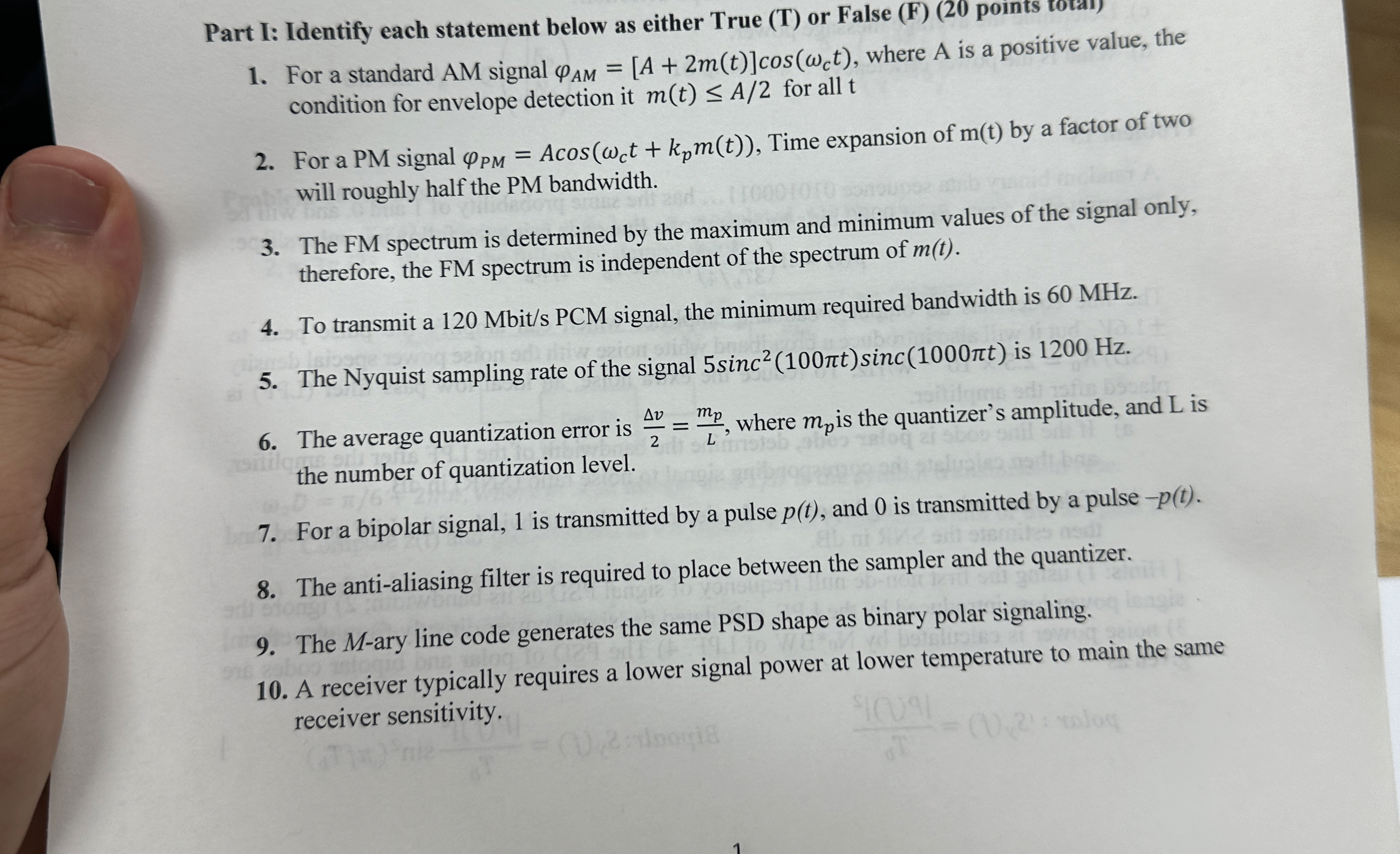 Part I: Identify each statement below as either