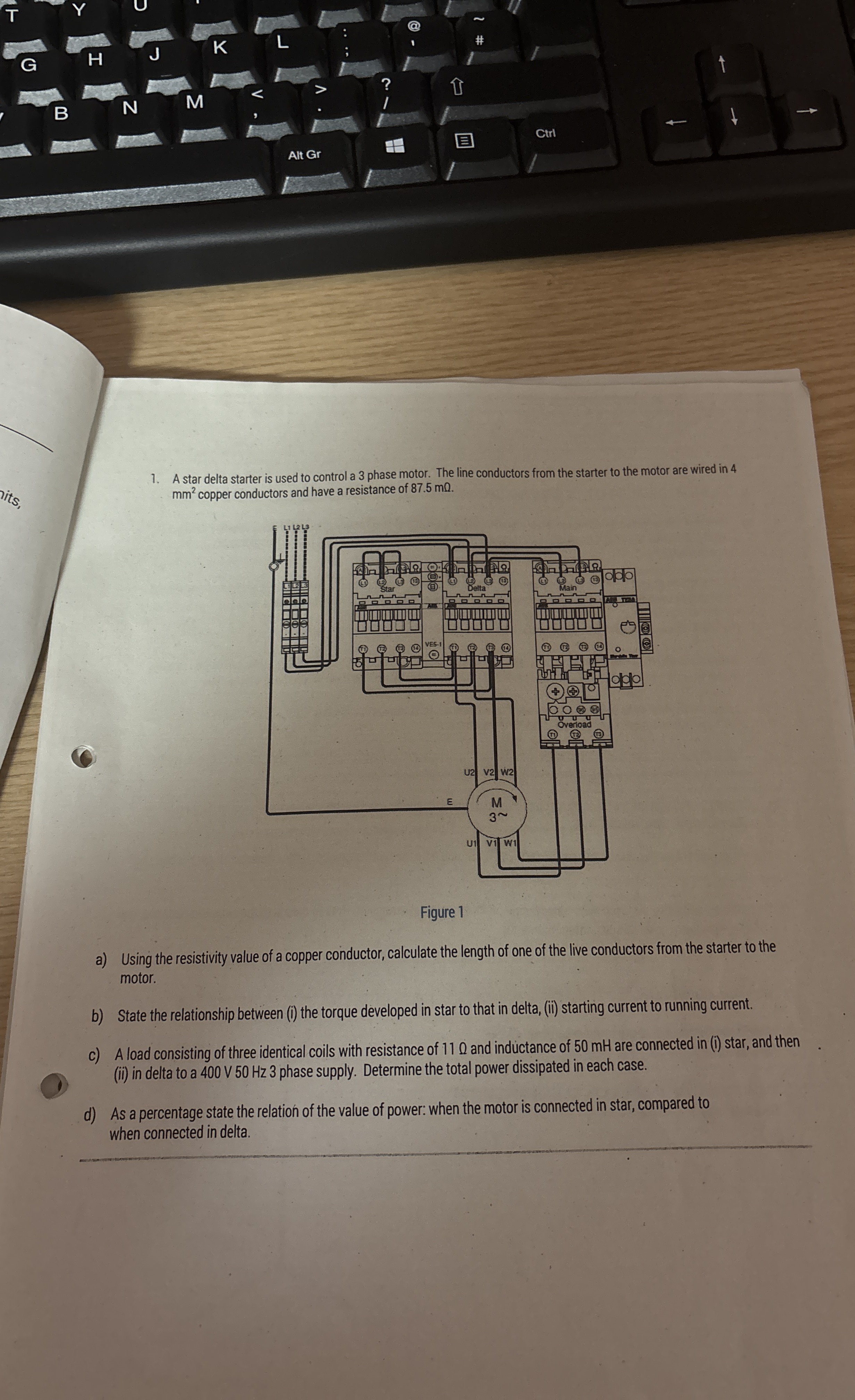 A star delta starter is used to control a 3 phase