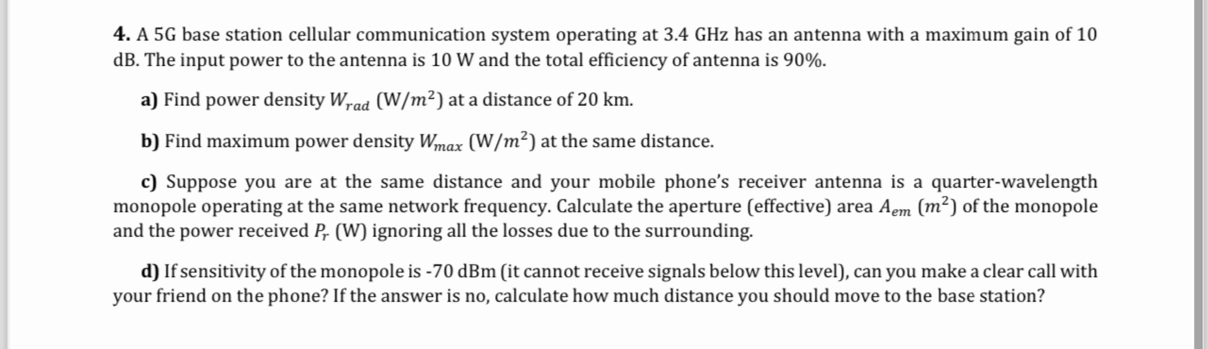 4 . A 5 G base station cellular communication