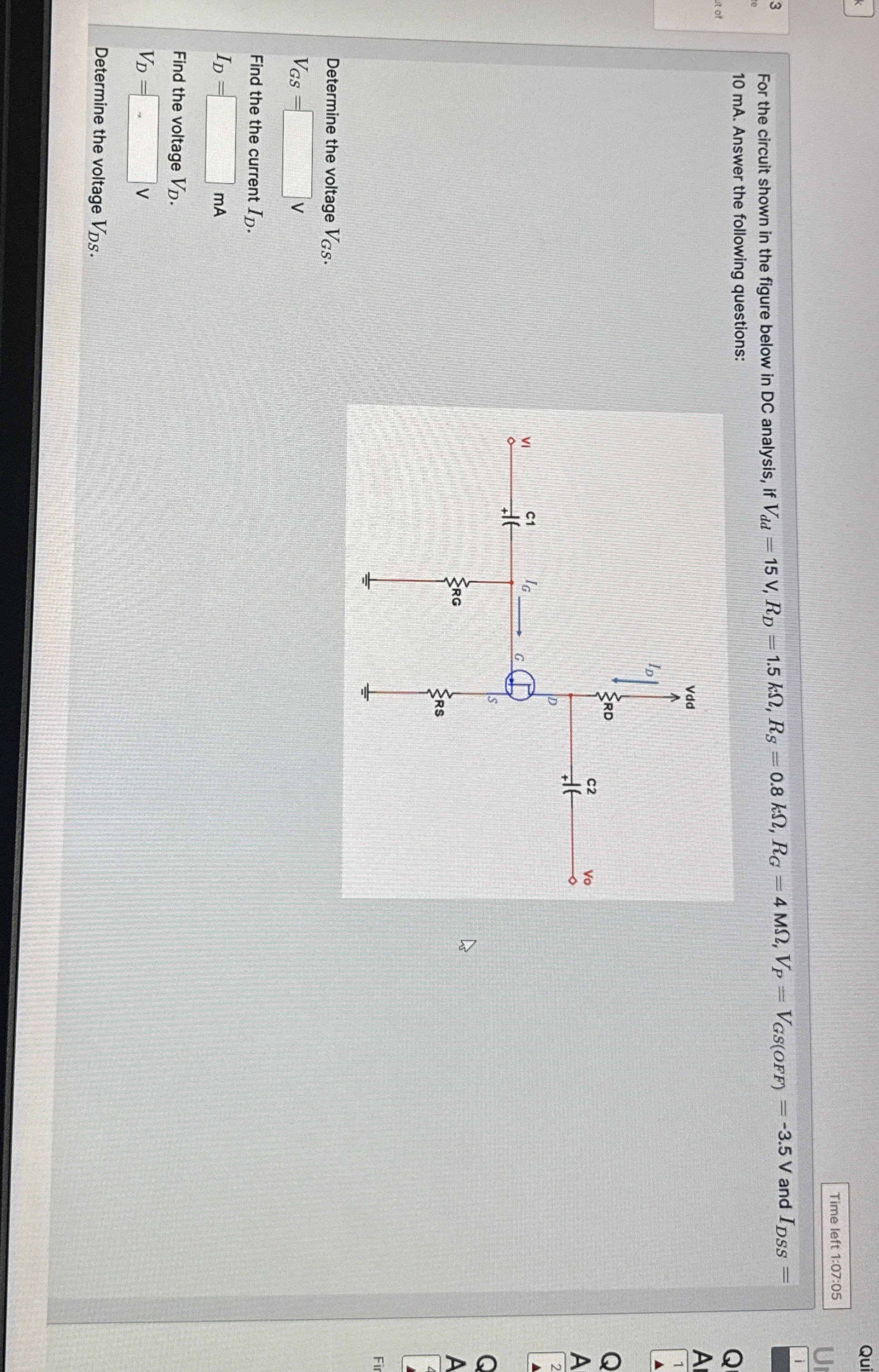 For the circuit shown in the figure below in DC