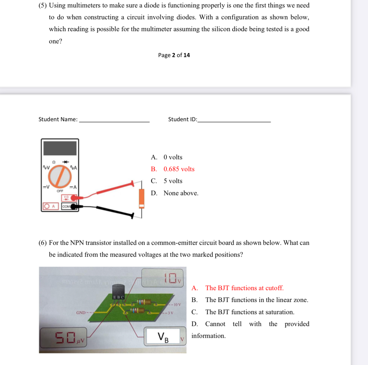 ( 5 ) Using multimeters to make sure a diode is