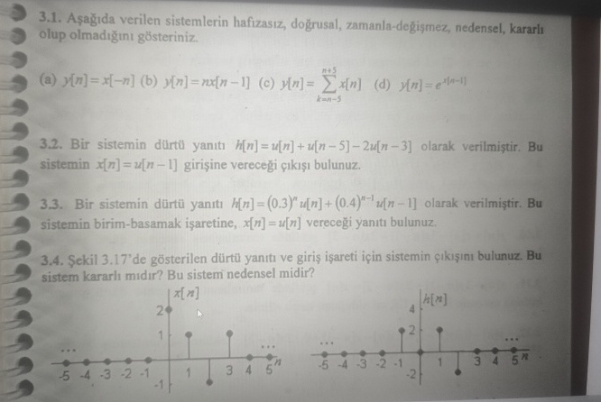 3 . 1 . A a da verilen sistemlerin hafizas z , do
