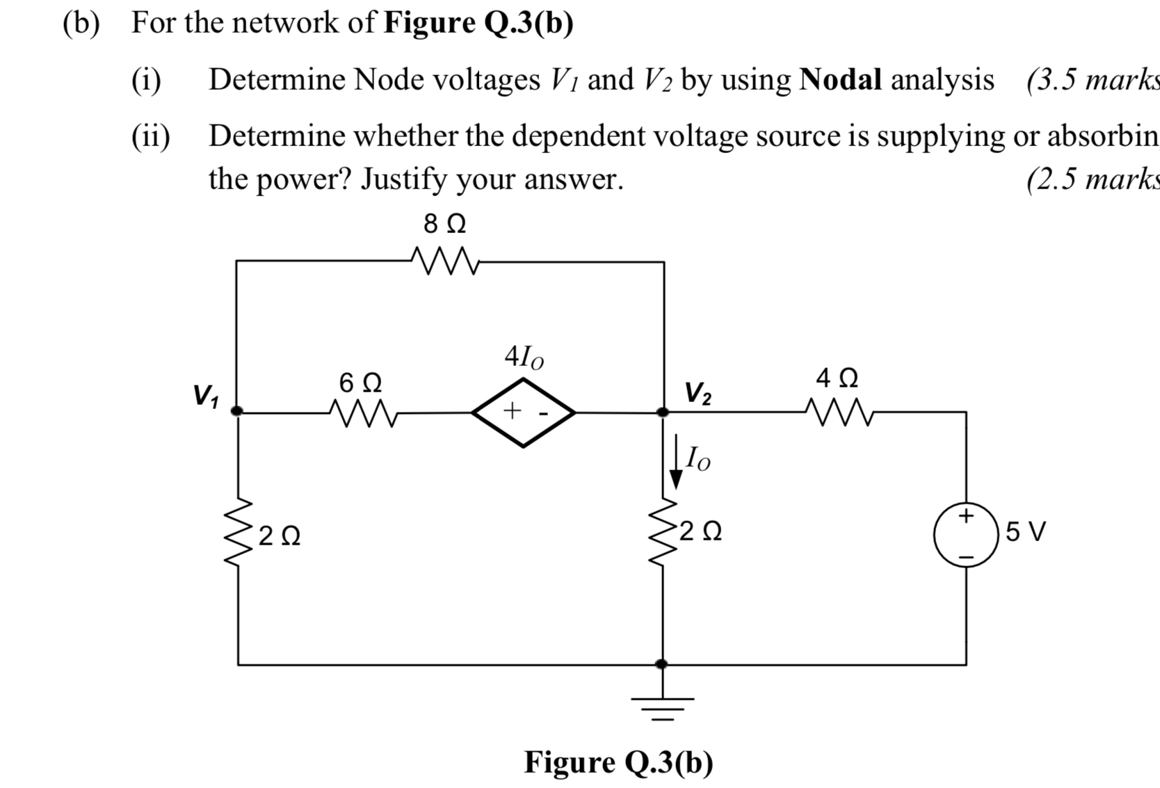 ( b ) For the network of Figure Q . 3 ( b ) ( i )
