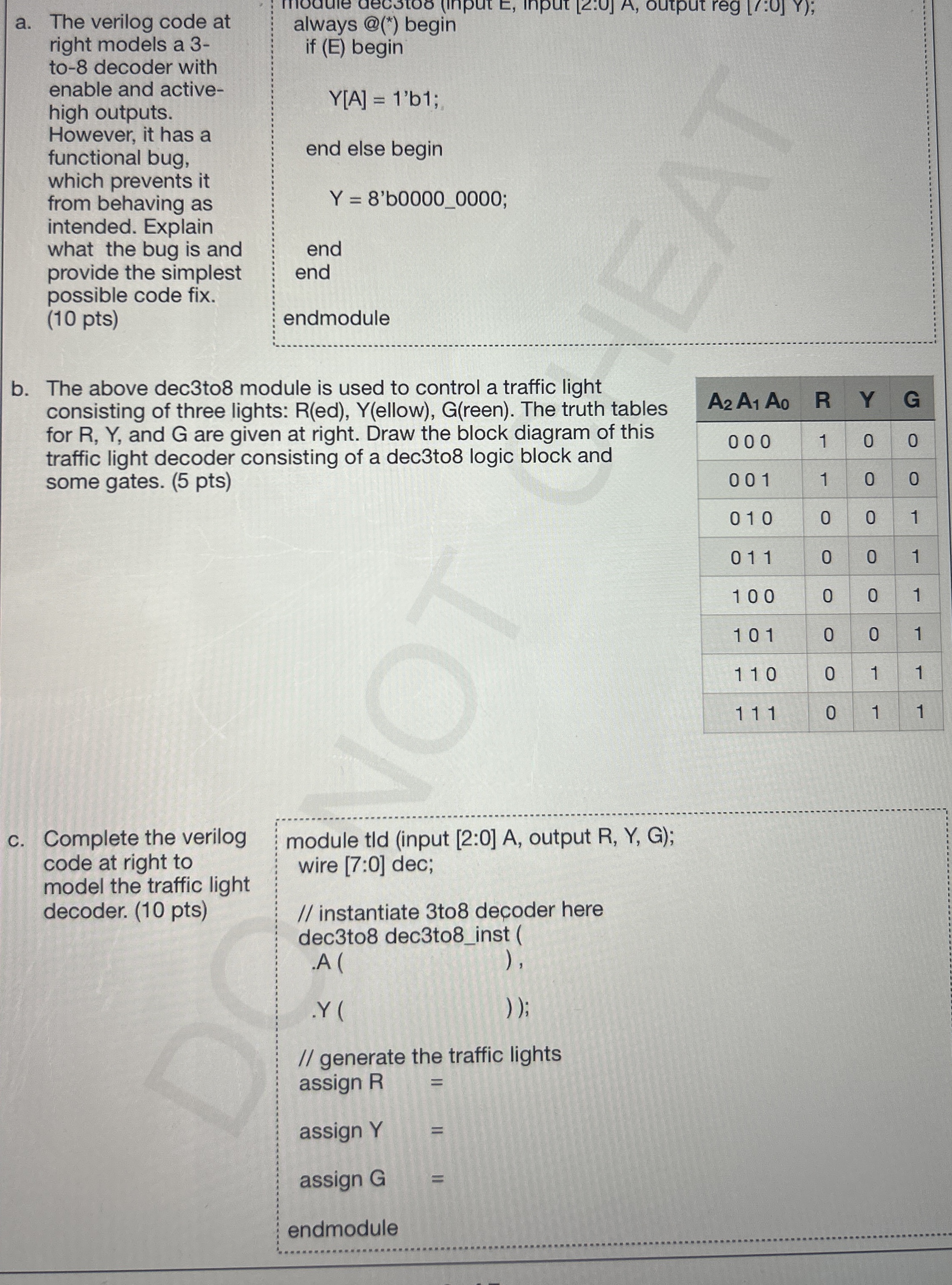 a . The verilog code at right models a 3 - to - 8