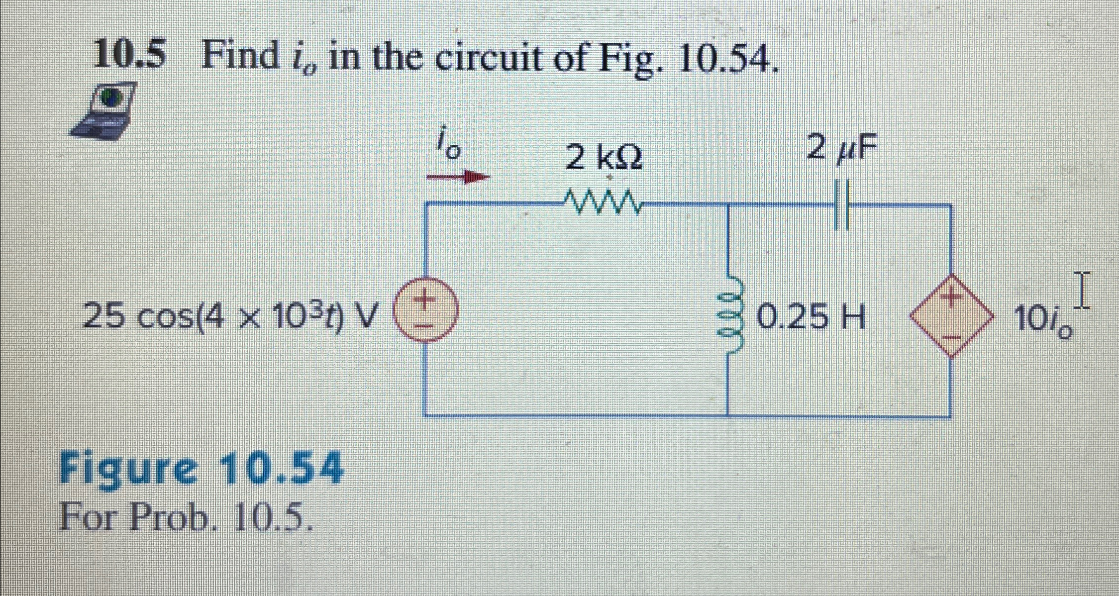 1 0 . 5 Find i o in the circuit of Fig. 1 0 . 5 4