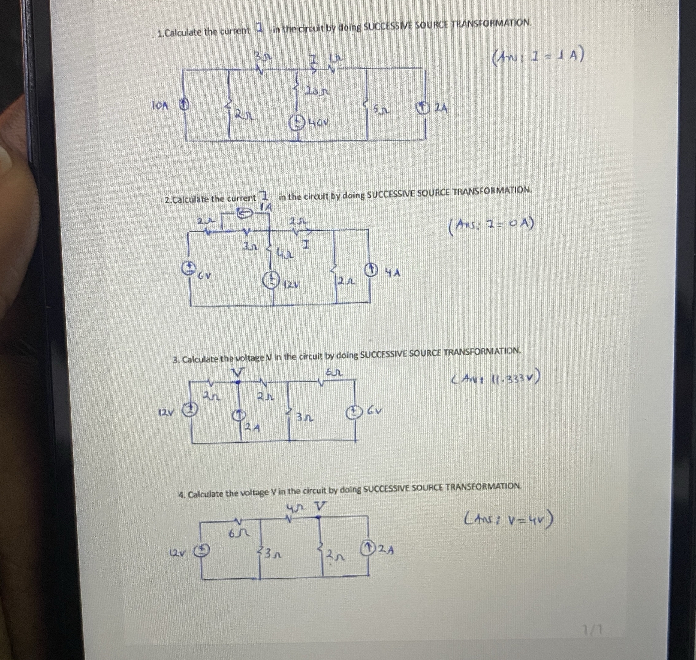How to solve Calculate the curnent I in the