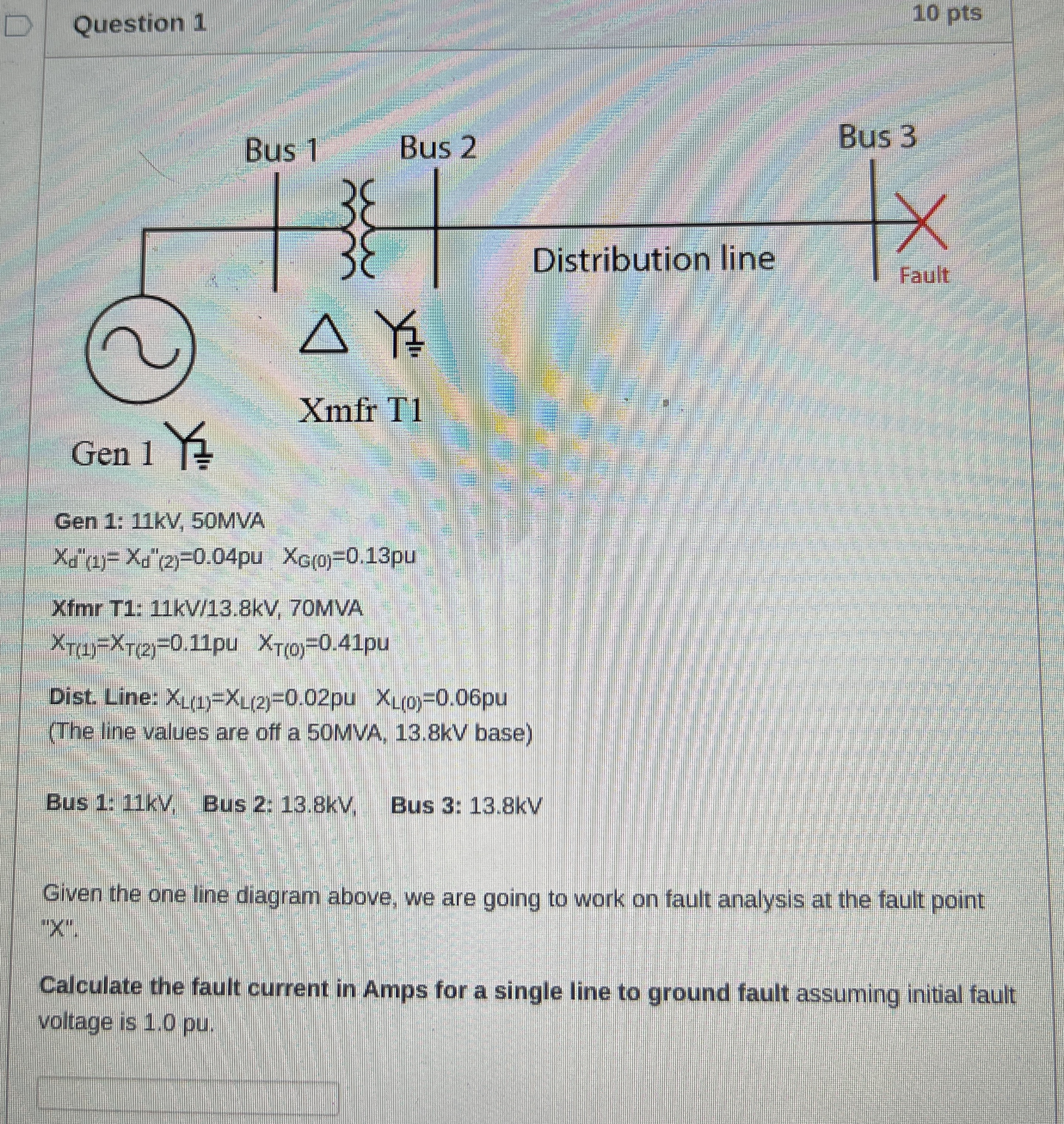 Calculate the fault current in Amps for a single
