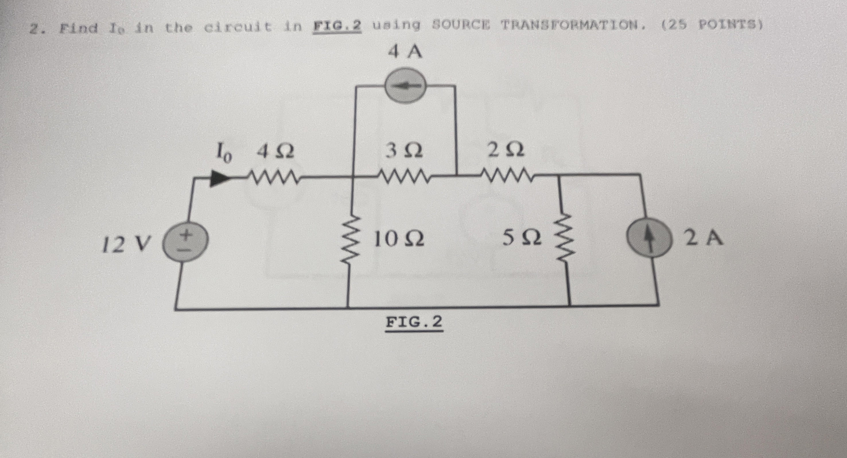 Find Io in the circuit in FIG. 2 using SOURCE