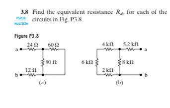 3 . 8 Find the equivalent resistance R a b for