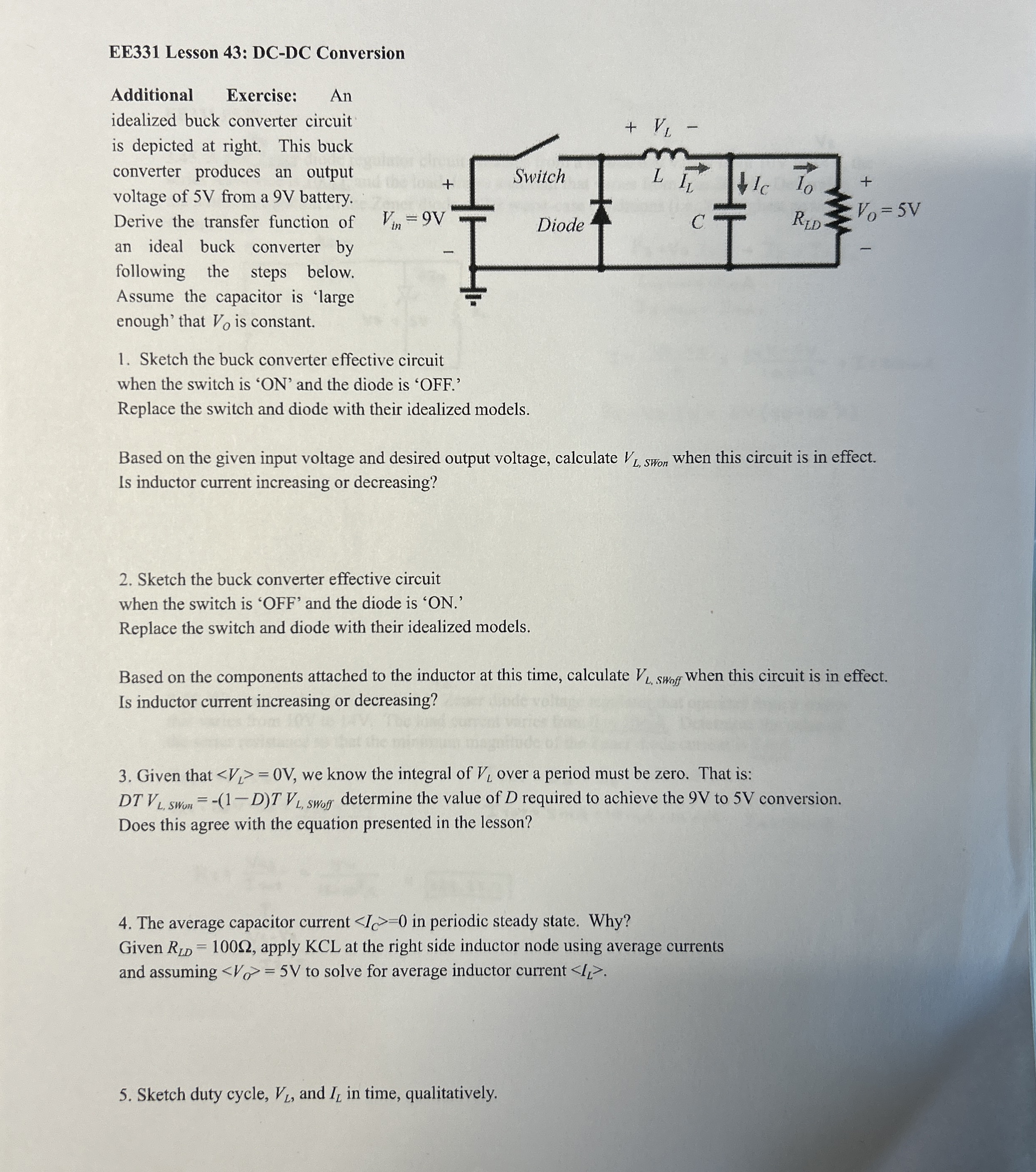 EE 3 3 1 Lesson 4 3 : DC - DC Conversion