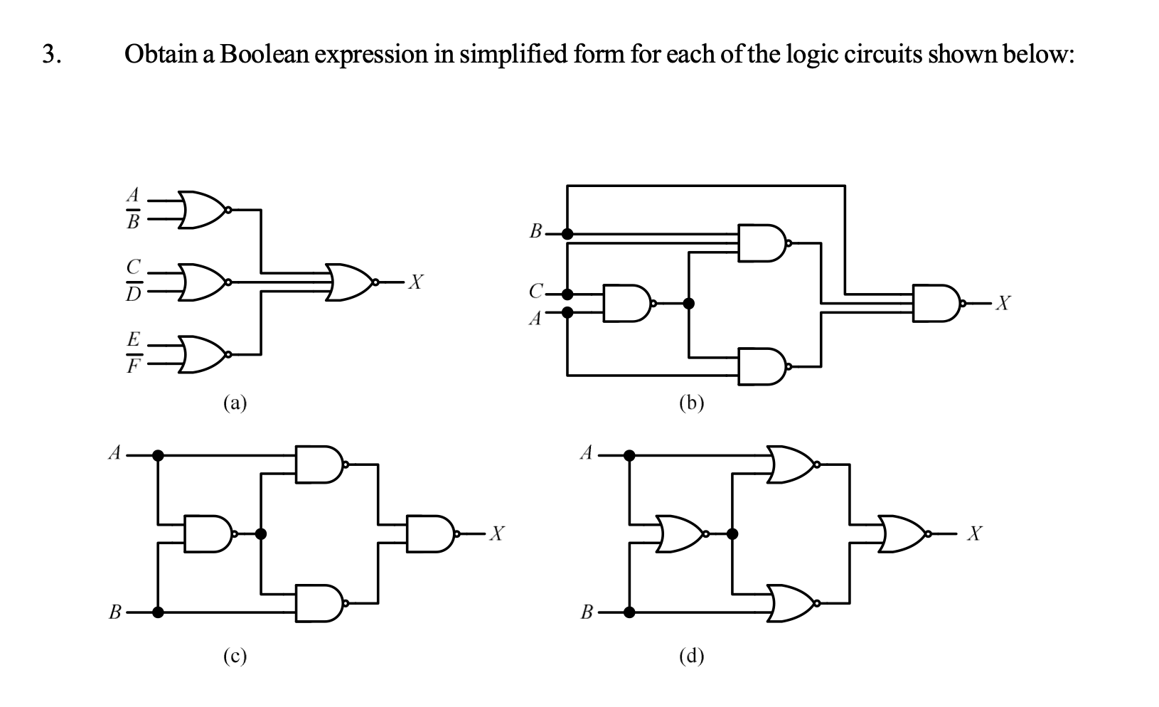Obtain a Boolean expression in simplified form