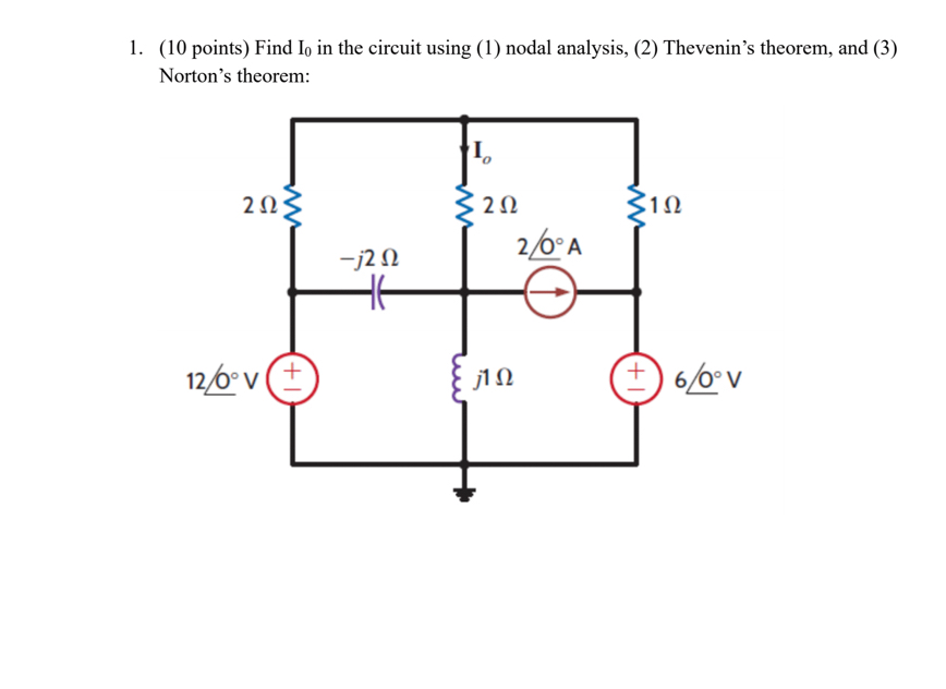 Find I 0 in the circuit using ( 1 ) nodal