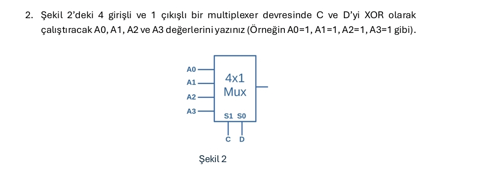 ekil 2 'deki 4 giri li ve 1 k l bir multiplexer