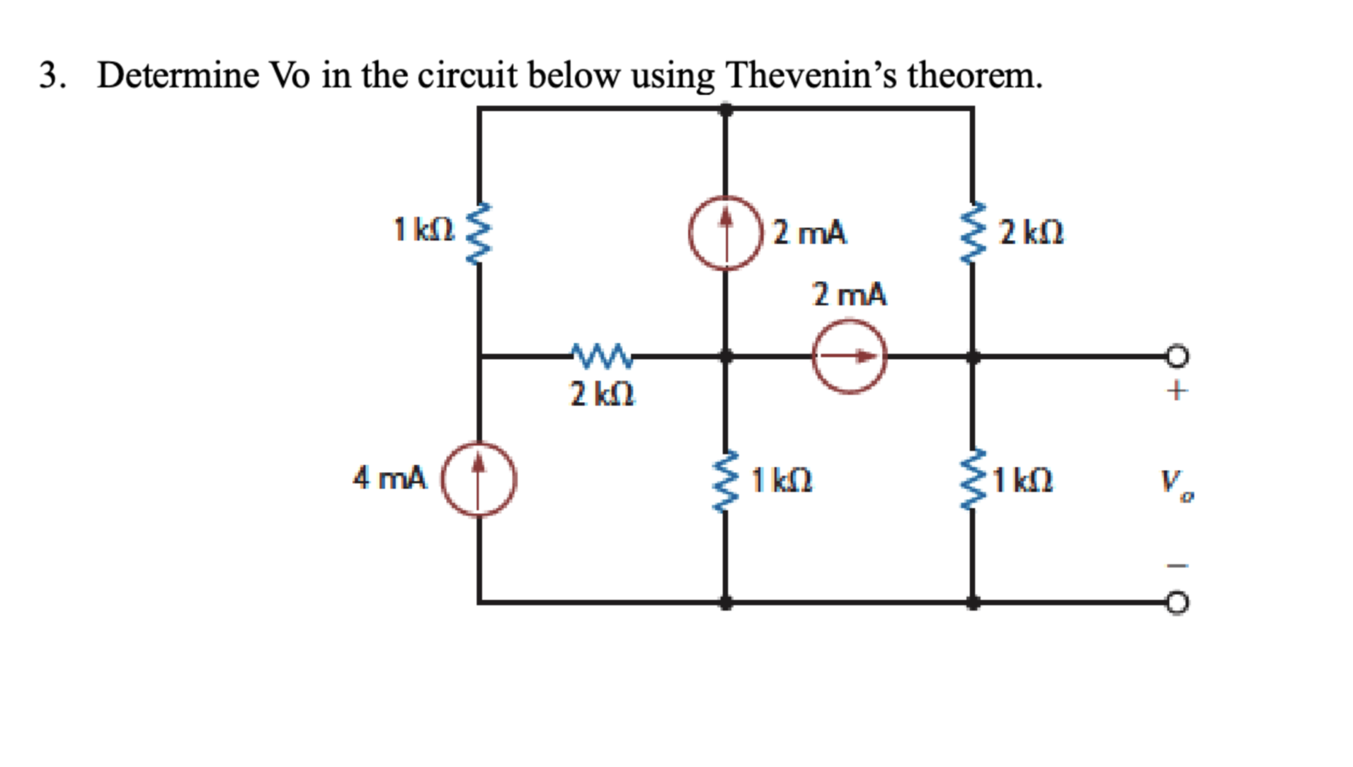 3 . Determine Vo in the circuit below using