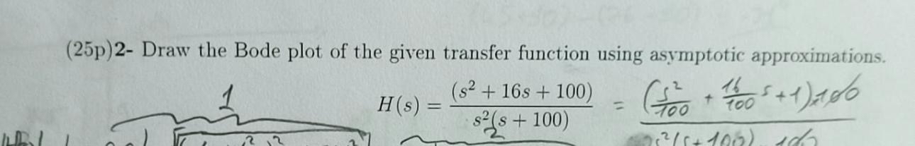 ( 2 5 p ) 2 - Draw the Bode plot of the given