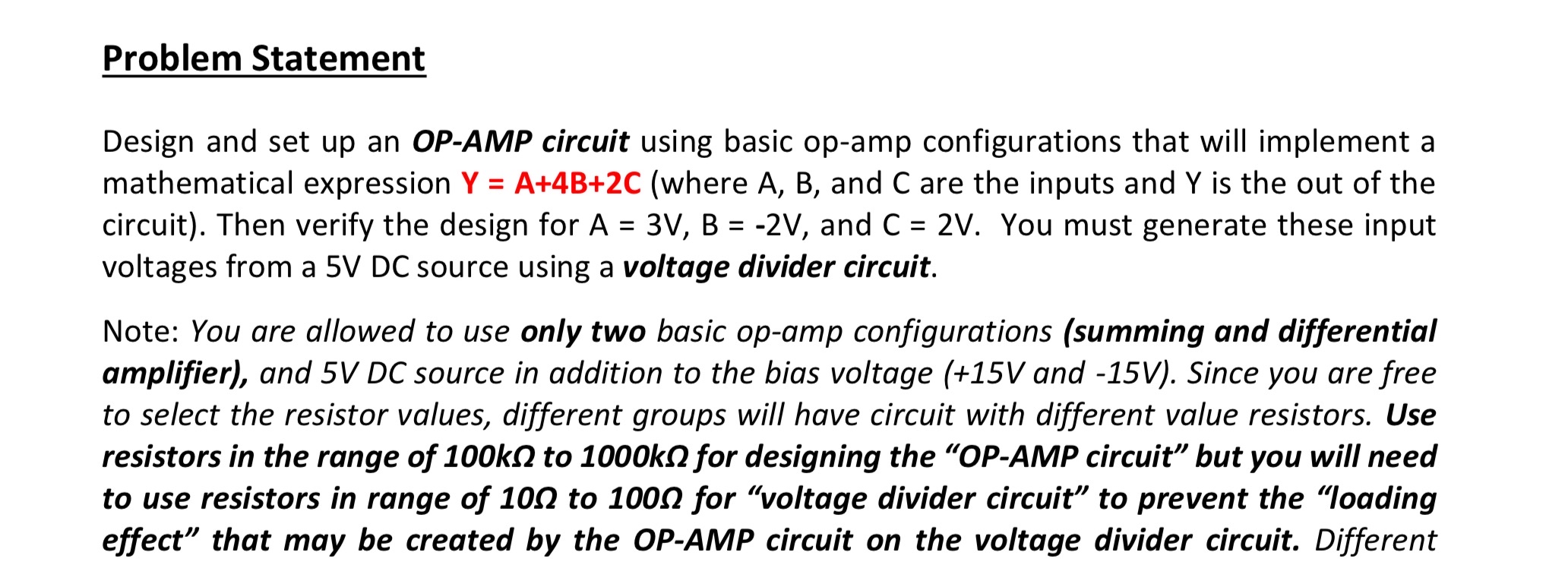 Problem Statement Design and set up an OP - AMP