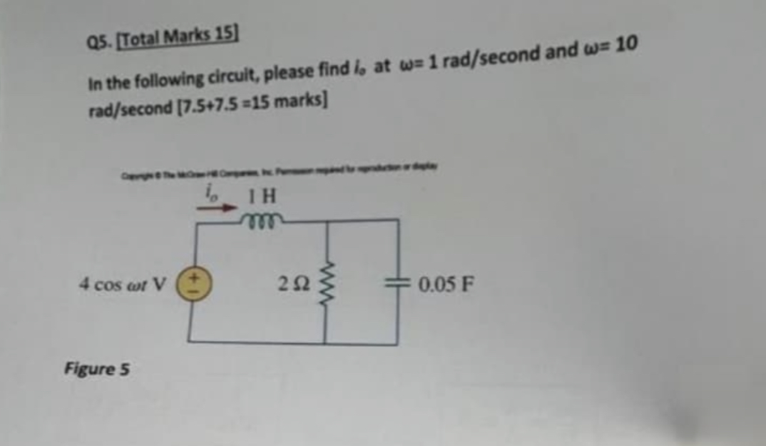 Q 5 . Total Marks 1 5 ] In the following circuit,
