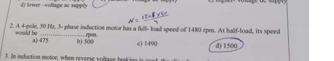 Activity A 4 - pole, 5 0 Hz 3 - phase induction