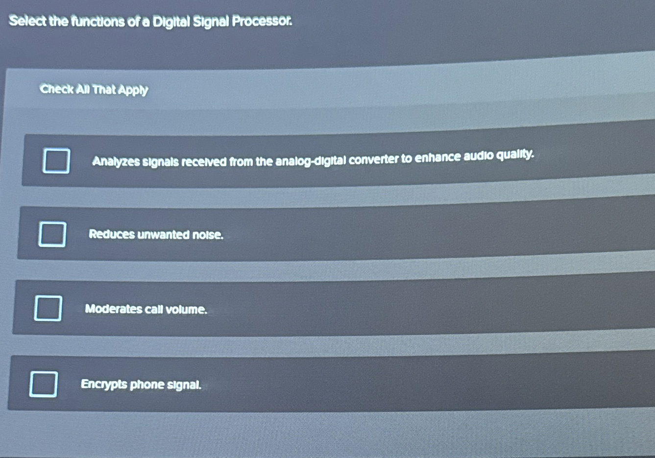 Select the finctions of a Digital Signal