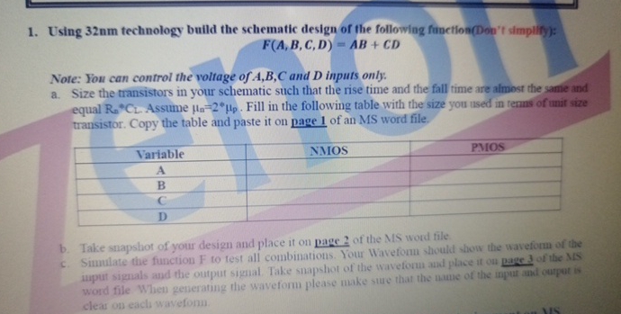 Using 3 2 nm technology build the schematic