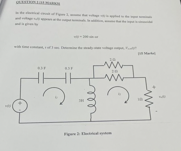 QUESTION 2 [ 1 5 MARKS In the electrical circuit