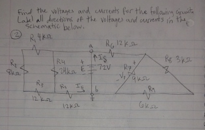 Find the voltages and currents for the following