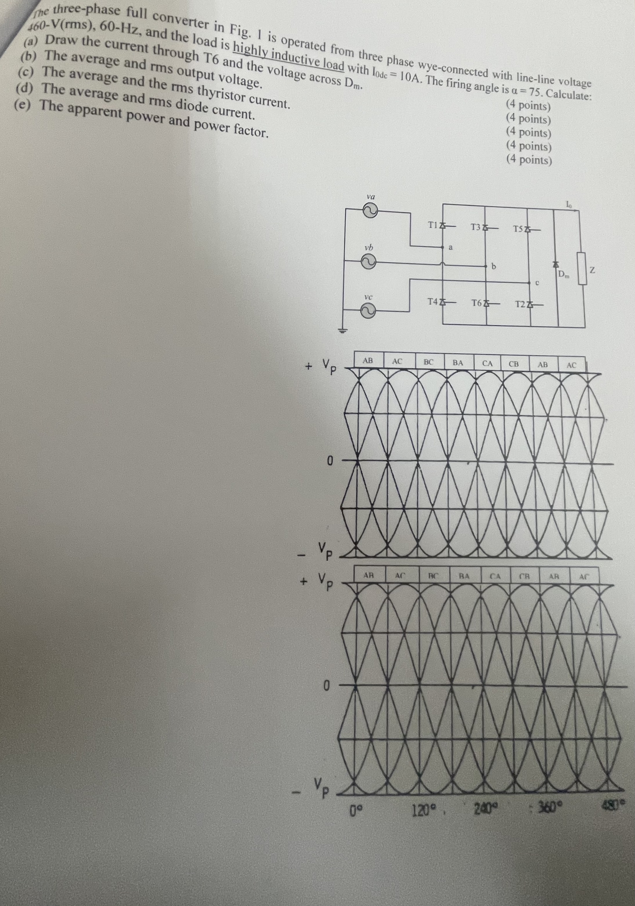 ( b ) The average and rms output voltage. ( c )