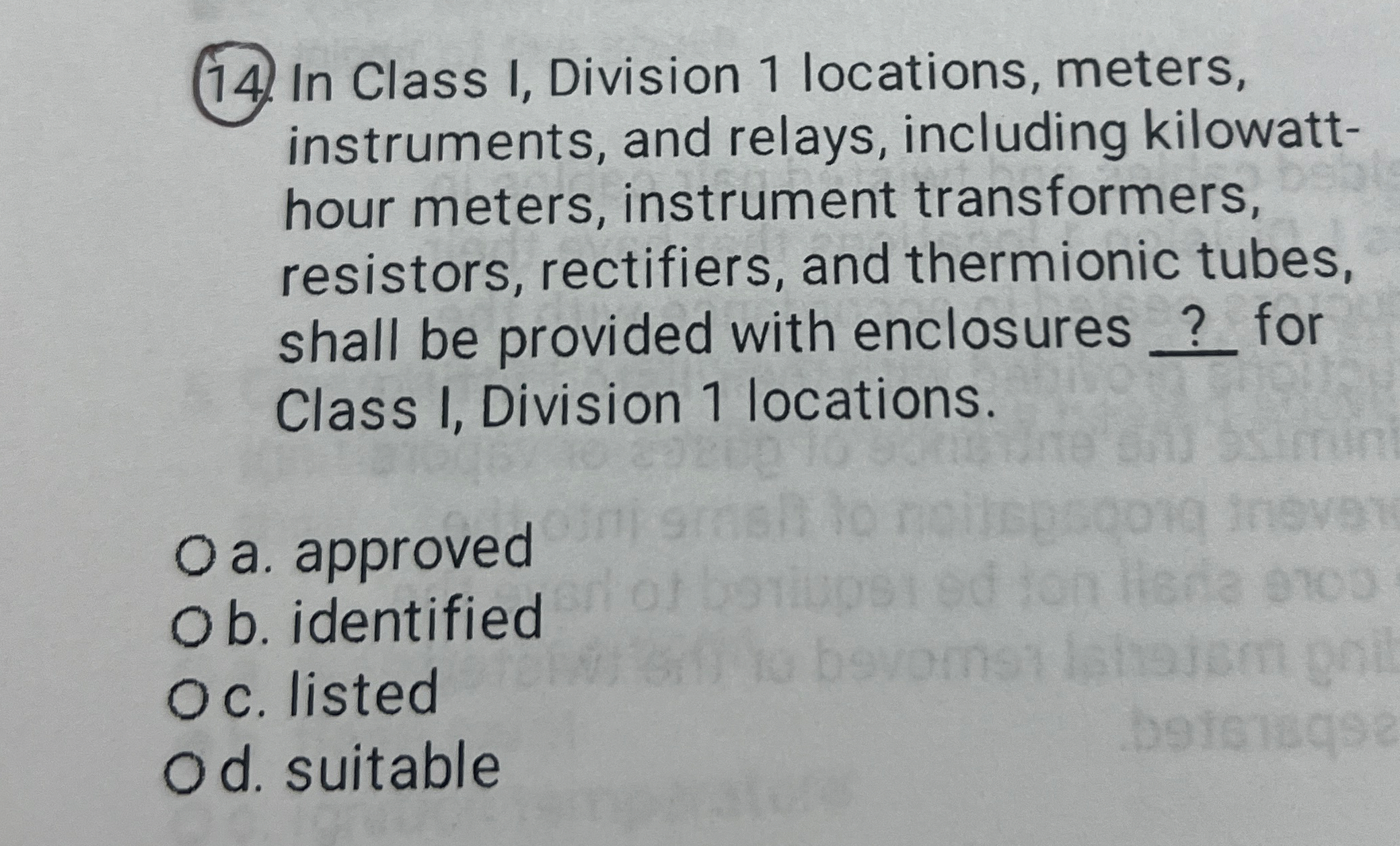 ( 1 4 . In Class I, Division 1 locations, meters,