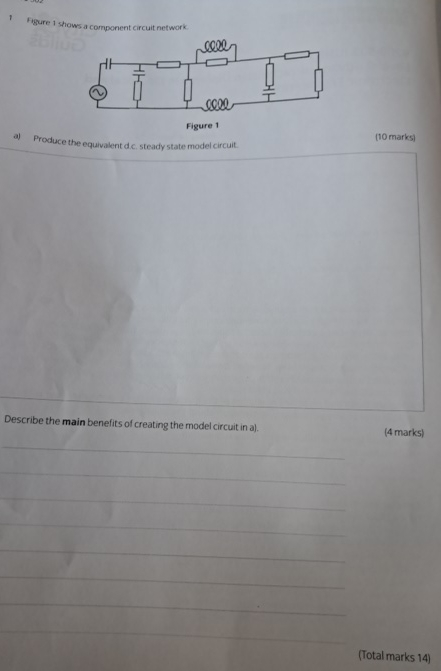 1 Figure 1 shows a component circuit nefwork a )