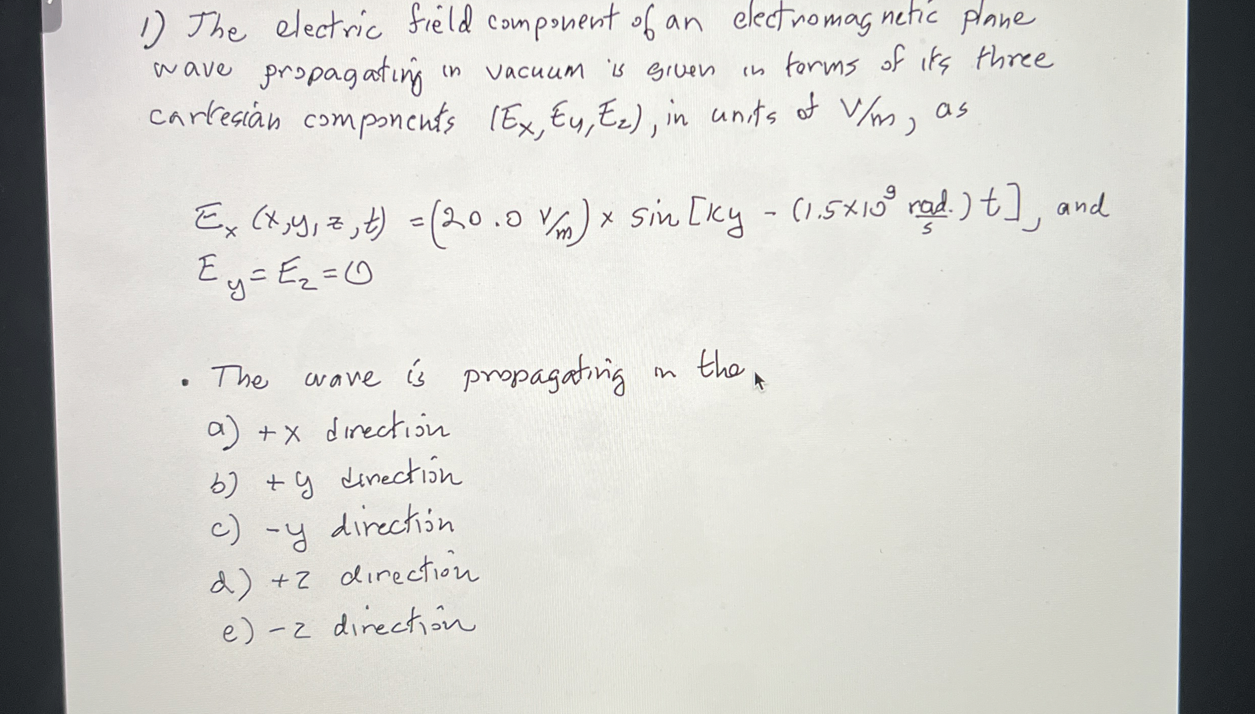 The electric field component of an