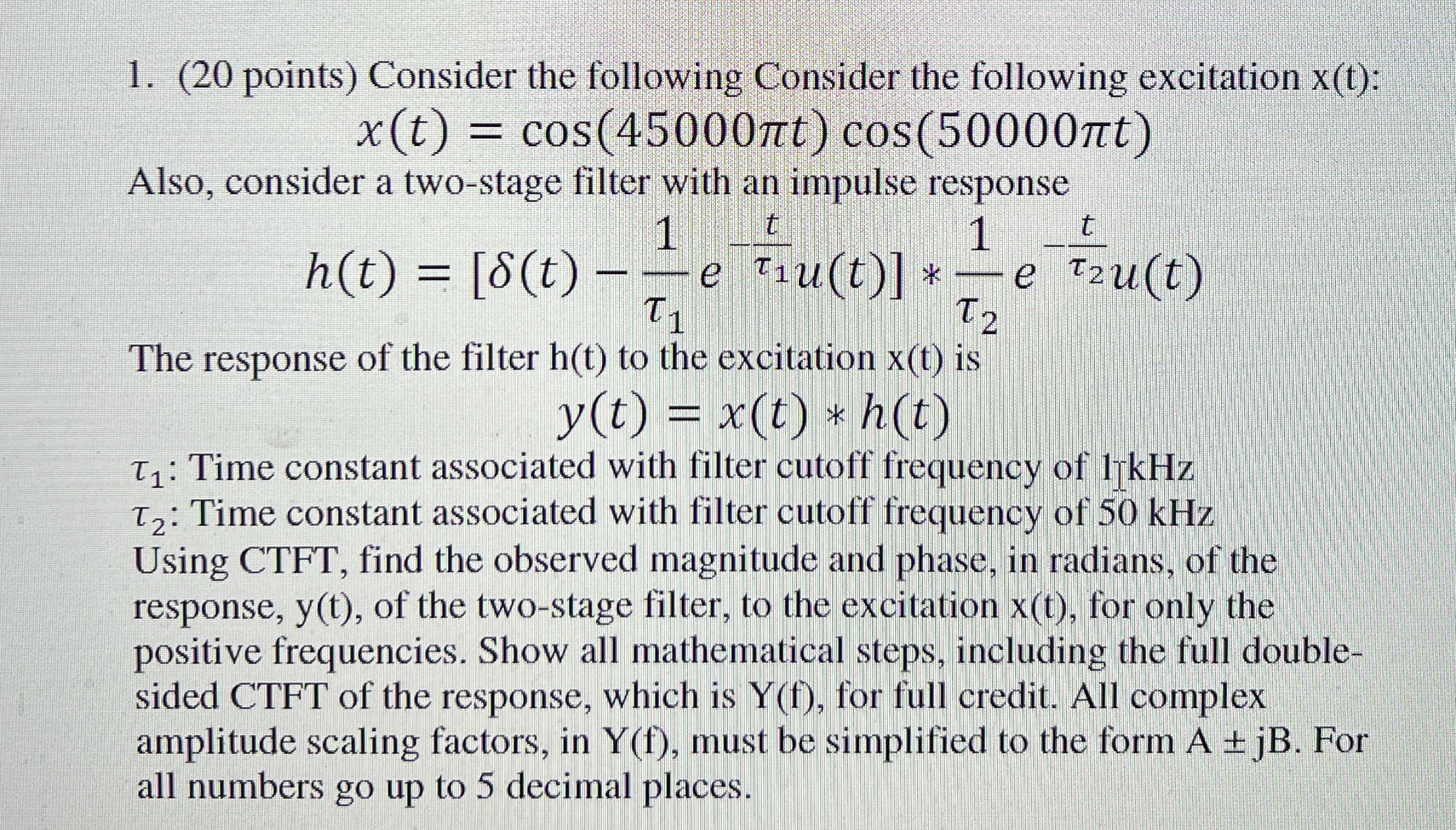 ( 2 0 points ) Consider the following Consider