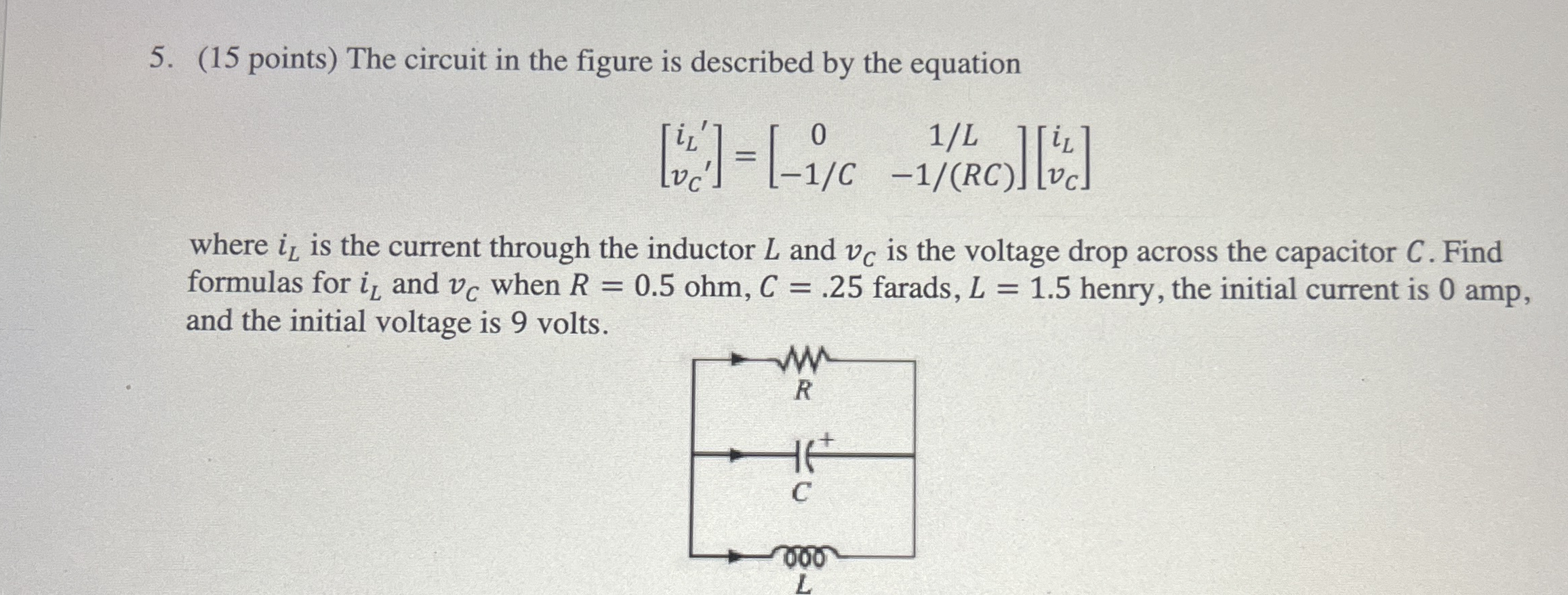 ( 1 5 points ) The circuit in the figure is