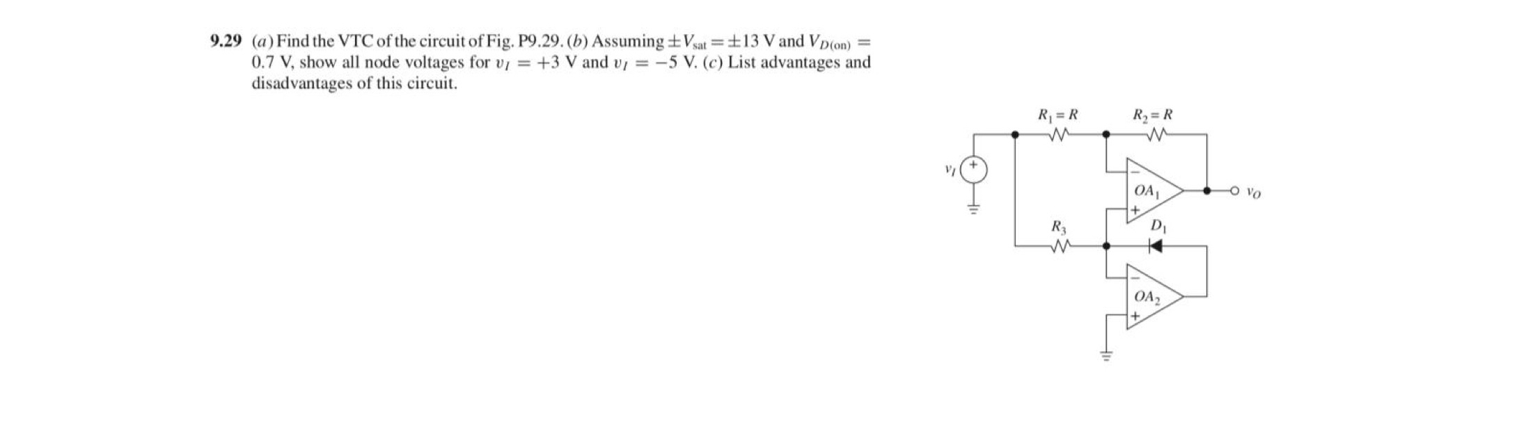 9 . 2 9 ( a ) Find the VTC of the circuit of Fig.