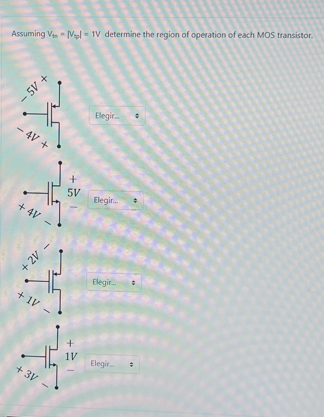 Assuming V t n = | V t p | = 1 V determine the