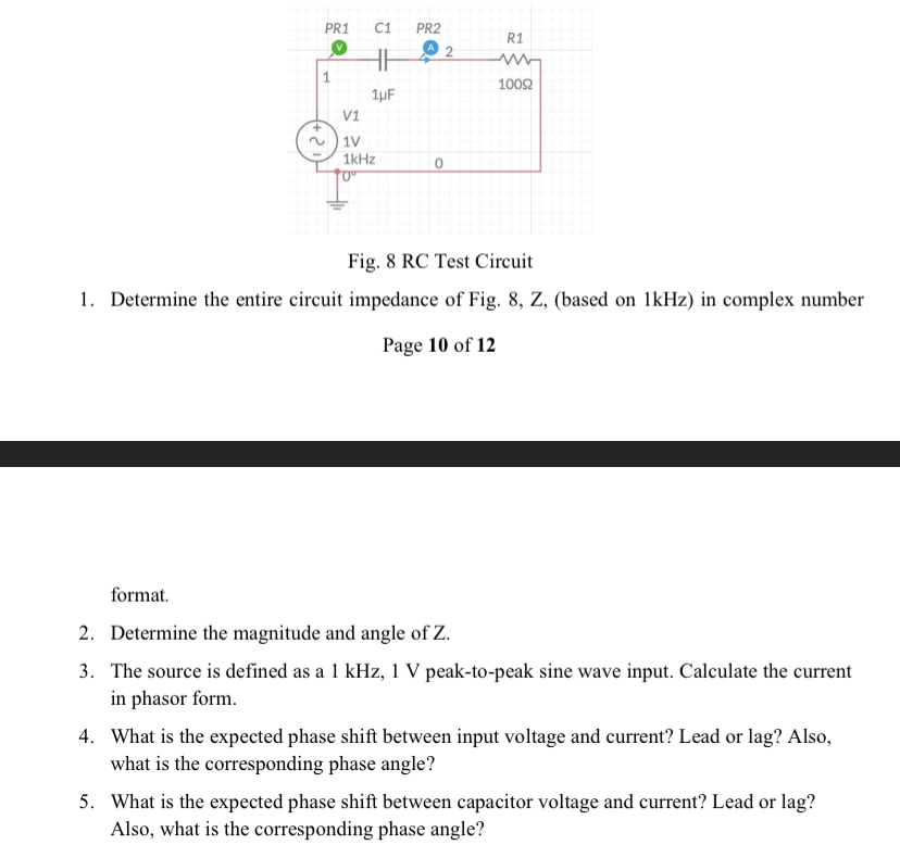 1 . Determine the entire circuit impedance of