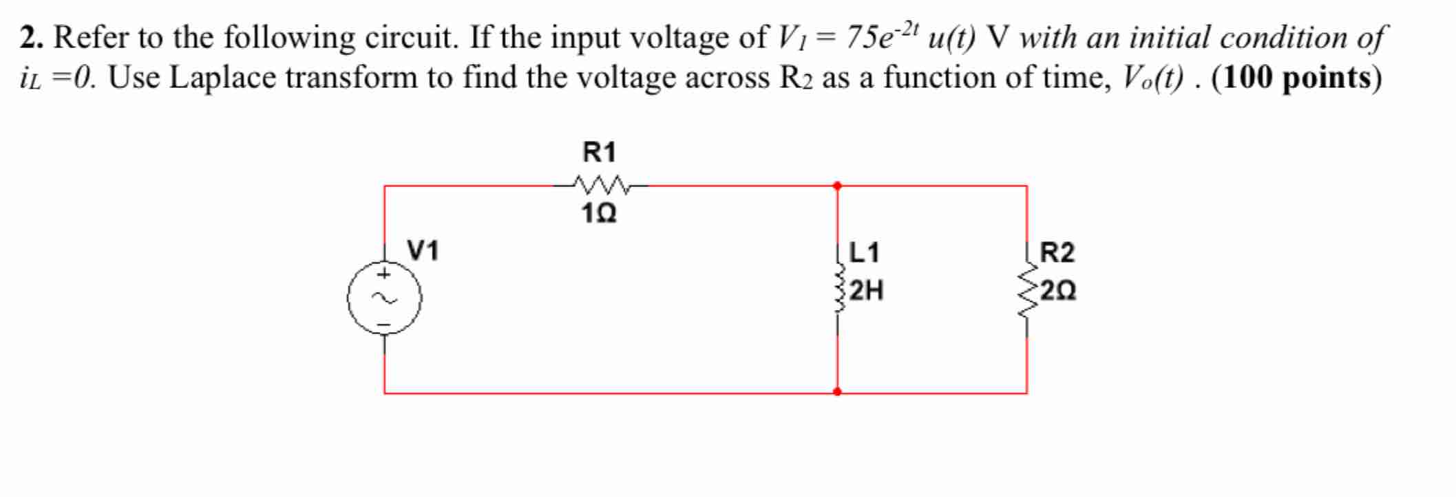Refer to the following circuit. If the input