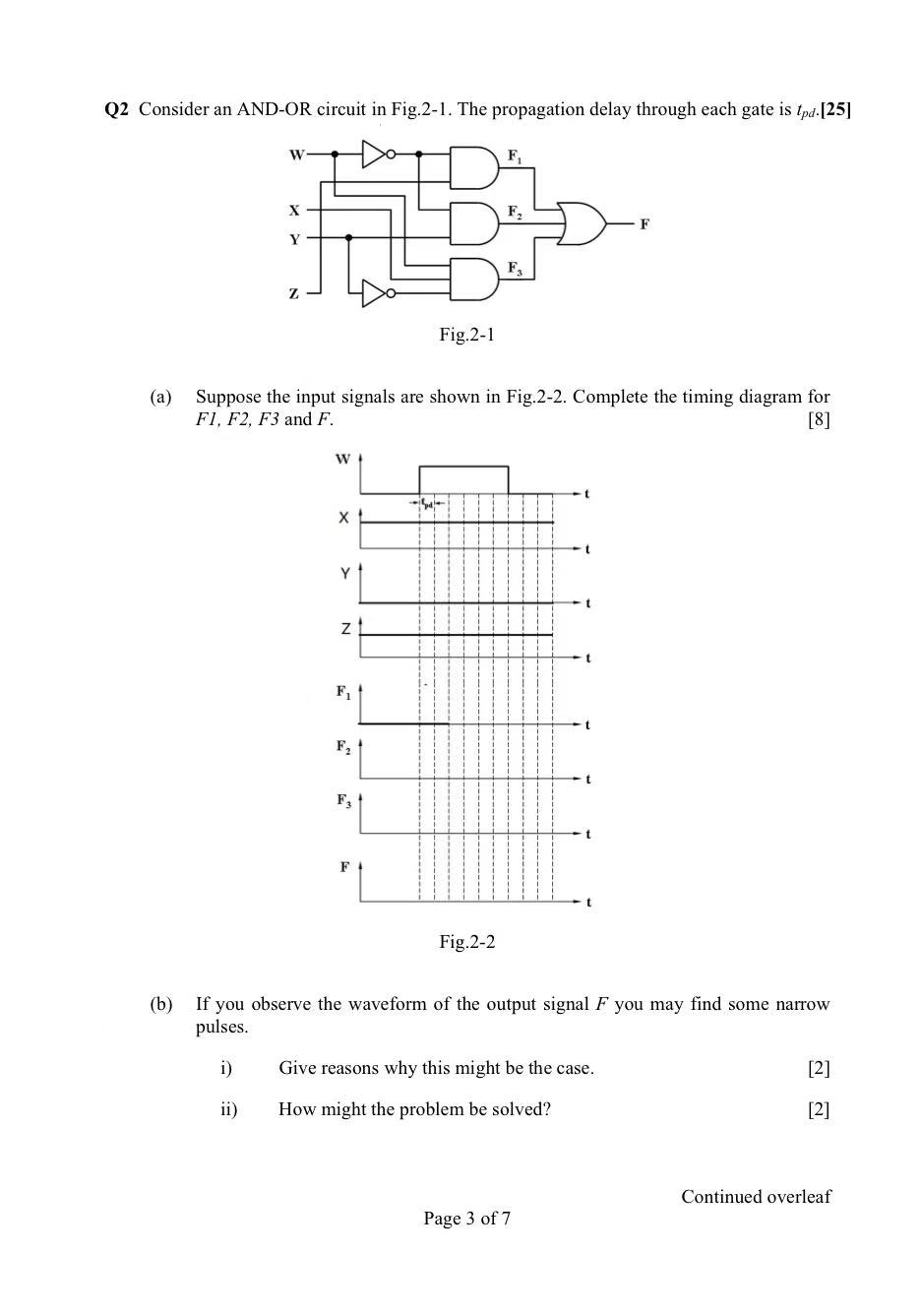 Q 2 Consider an AND - OR circuit in Fig . 2 - 1 .
