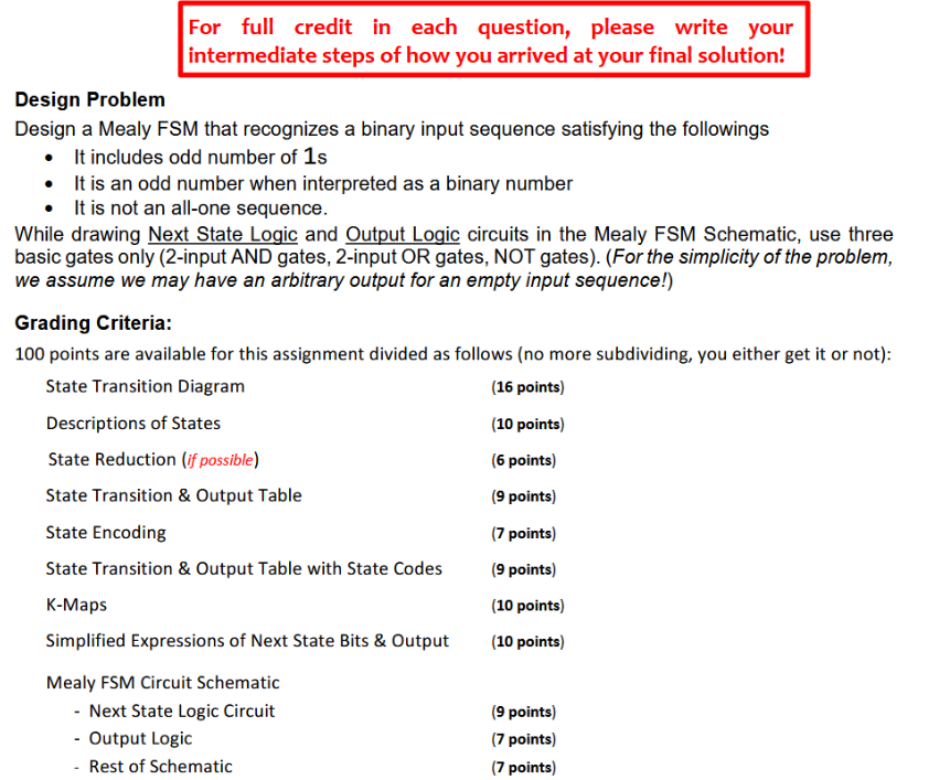Design a Mealy FSM that recognizes a binary input