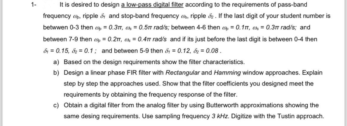 USE NUMBER 2 1 - It is desired to design a low -