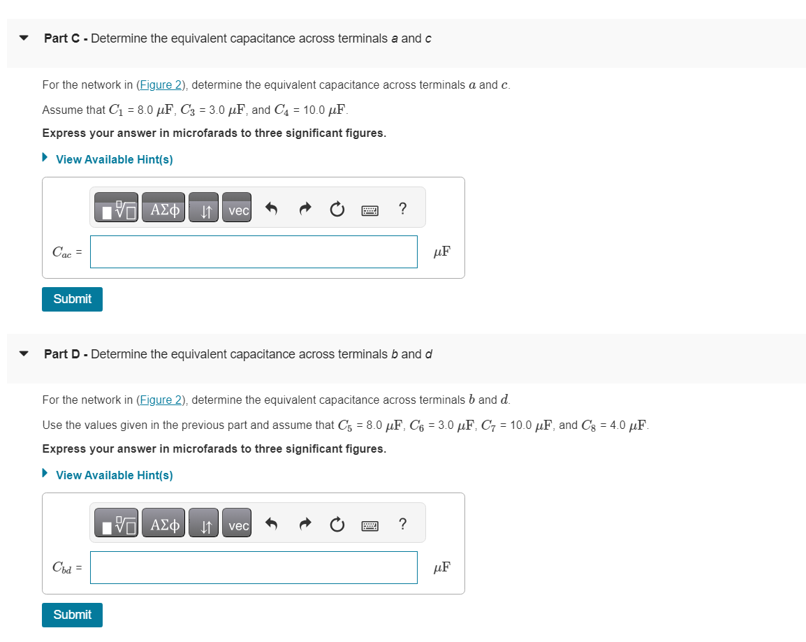 Part C - Determine the equivalent capacitance