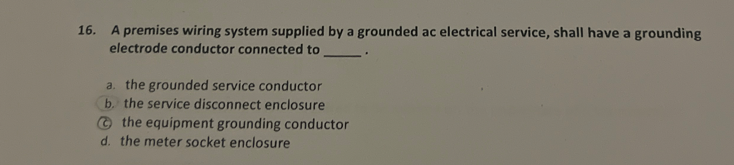 A premises wiring system supplied by a grounded