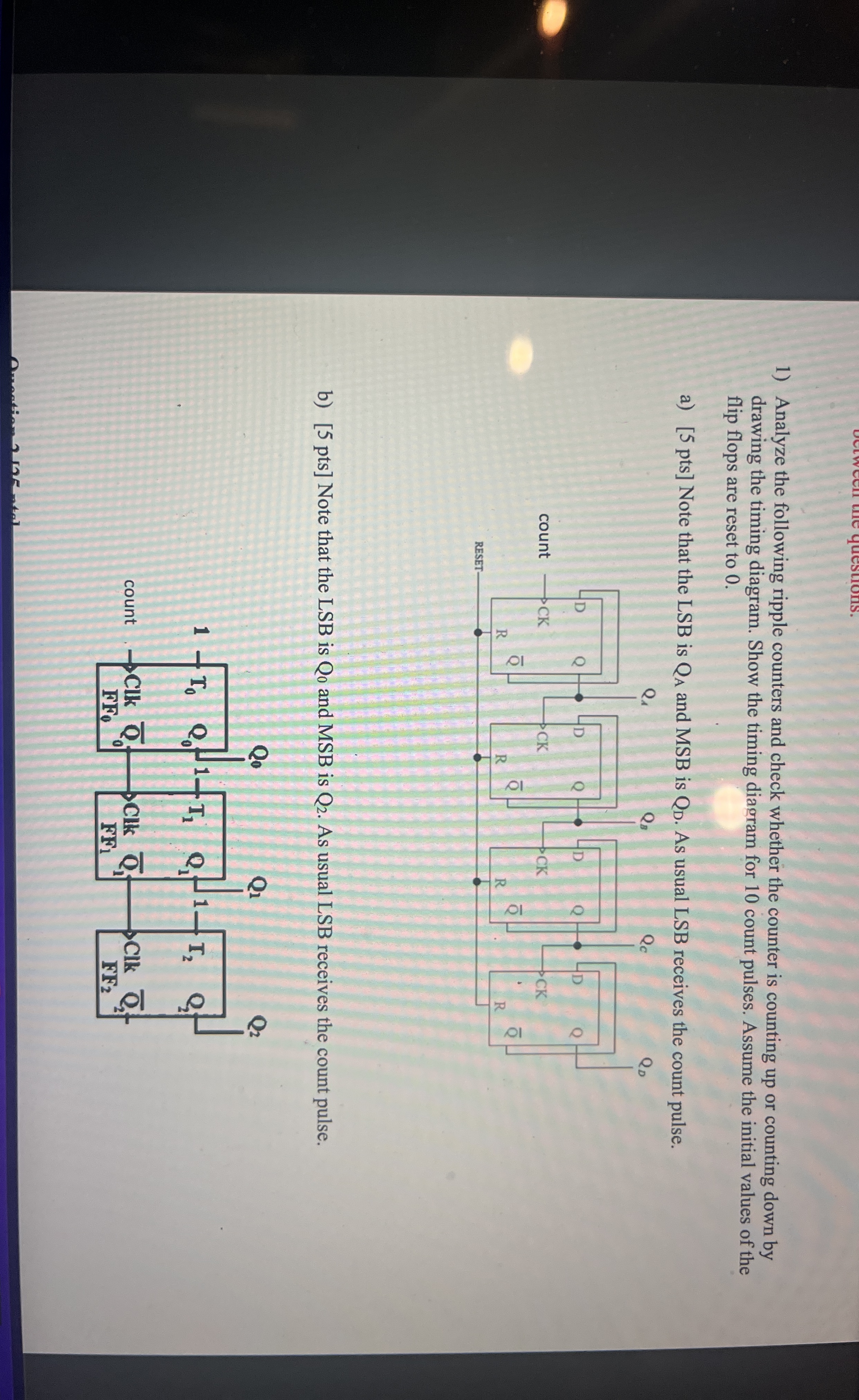 Analyze the following ripple counters and check