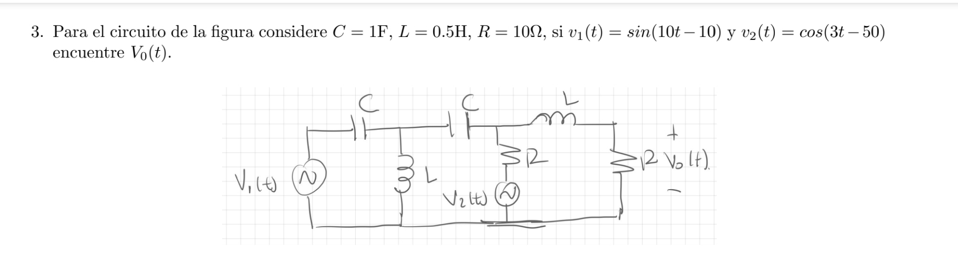 Para el circuito de la figura considere C = 1 F ,