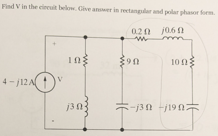Find V in the circuit below. Give answer in