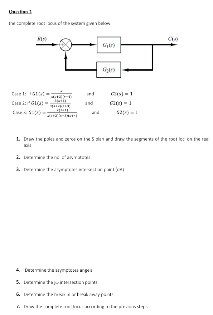 Question 2 the complete root locus of the system