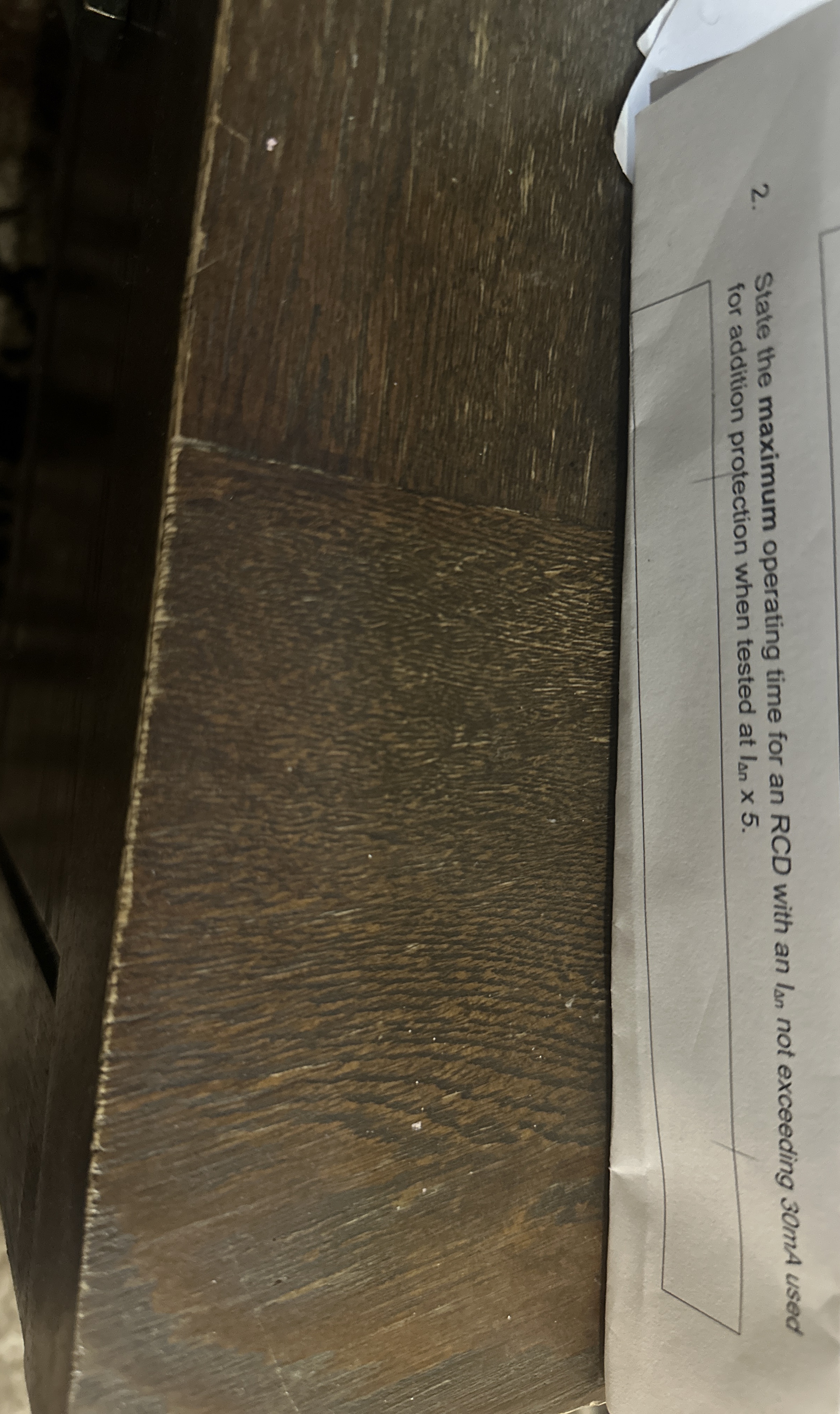 State the maximum operating time for an RCD with