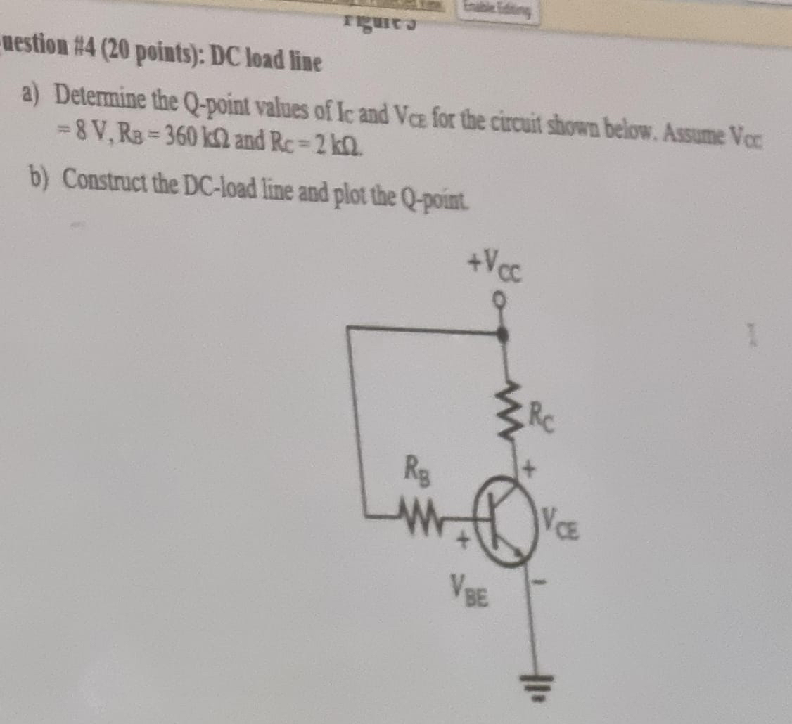 destion ? # 4 ( 2 0 points ) : DC load line a )
